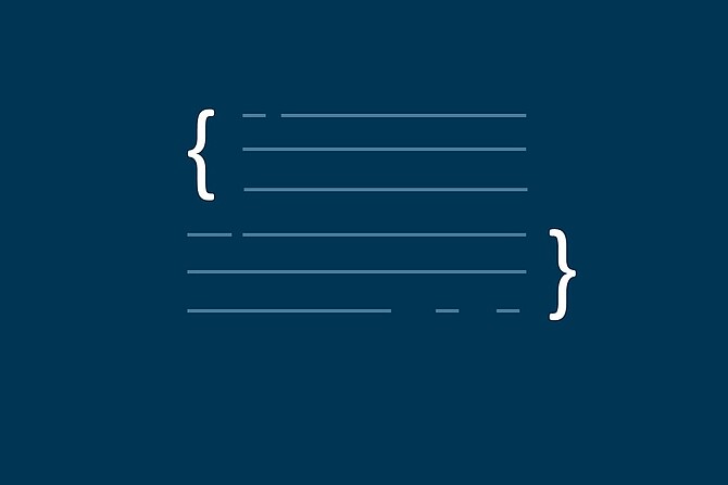 Linien zwischen zwei geschweiften Klammern, die einen Computer-Code andeuten